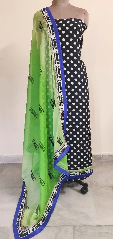 Designer Bhagalpuri printed Black Green Salwar kameez Material SC6388A Graduation unclassified dresses