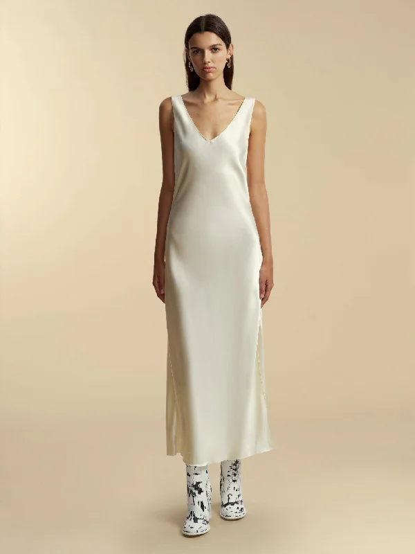 Satin Bias Slipdress with Cowl Back High-low unclassified dresses